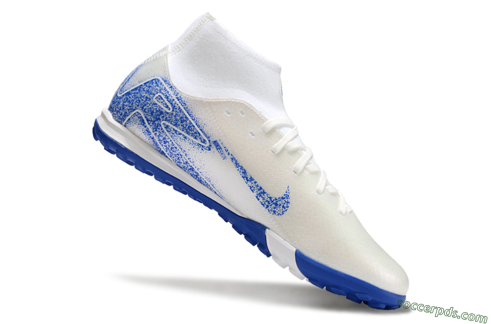 Nike Air Zoom Mercurial Superfly 10 Elite TF High-Tops Football Shoes - Beige/White/Blue 4
