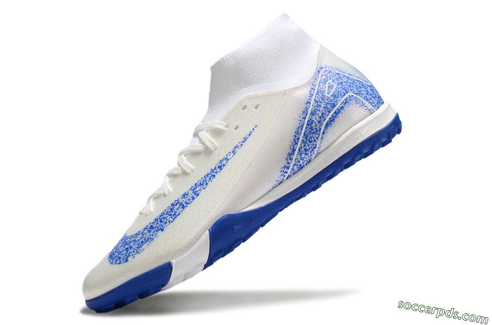 Nike Air Zoom Mercurial Superfly 10 Elite TF High-Tops Football Shoes - Beige/White/Blue 5