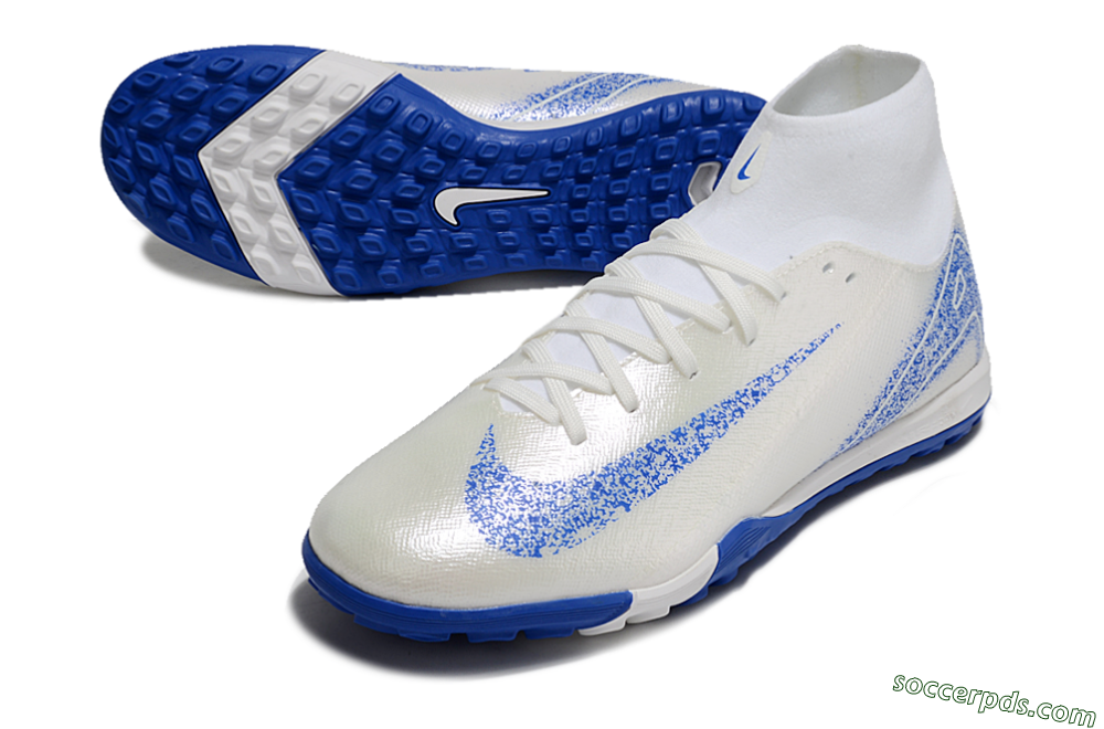 Nike Air Zoom Mercurial Superfly 10 Elite TF High-Tops Football Shoes - Beige/White/Blue 3