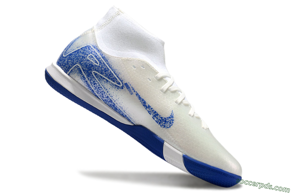 Nike Air Zoom Mercurial Superfly 10 Elite IC High-Tops Football Shoes - Beige/White/Blue 4
