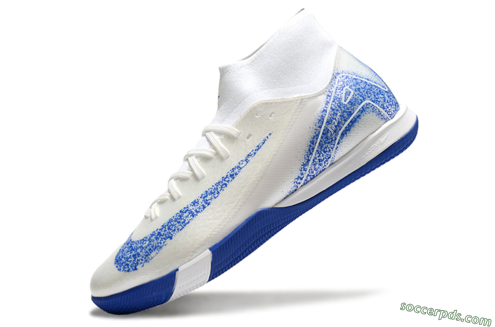 Nike Air Zoom Mercurial Superfly 10 Elite IC High-Tops Football Shoes - Beige/White/Blue 5