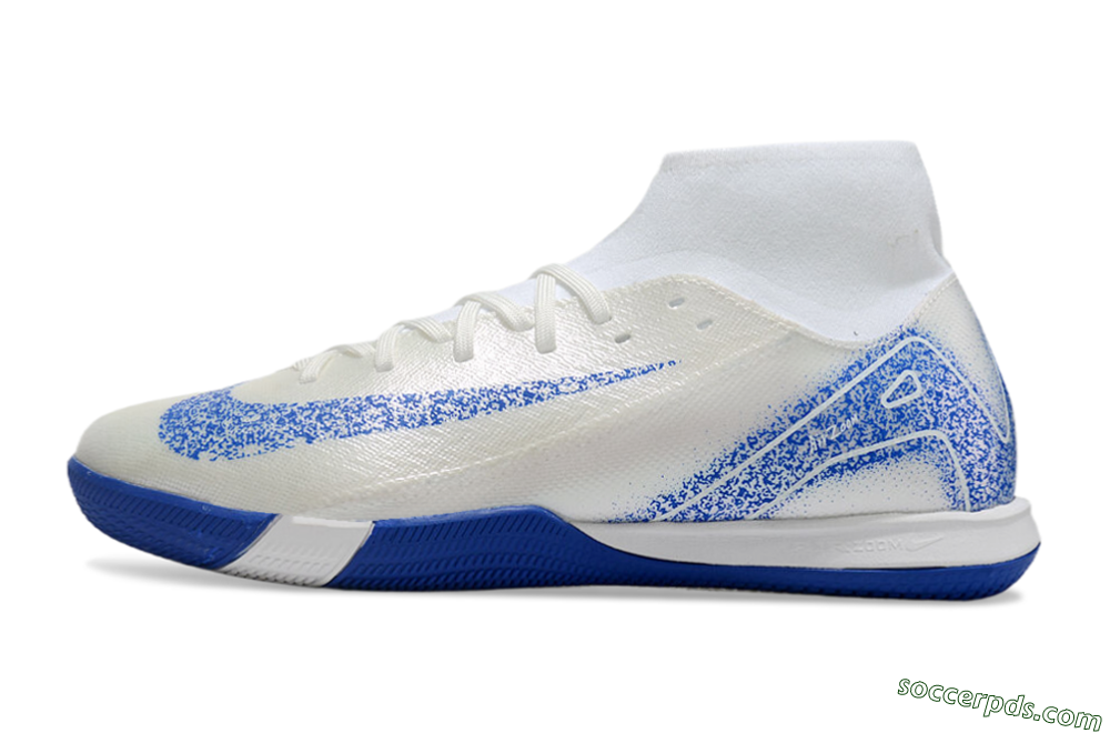 Nike Air Zoom Mercurial Superfly 10 Elite IC High-Tops Football Shoes - Beige/White/Blue 2