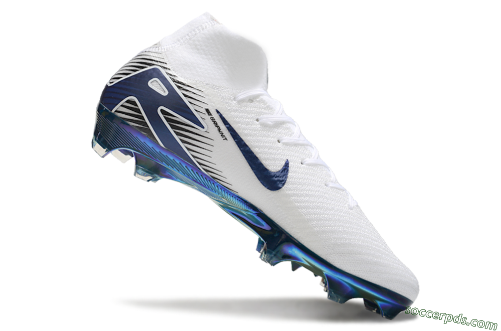 Nike Air Zoom Mercurial Superfly 10 Elite FG High-Tops Football Boots - White/Blue/Gold 4