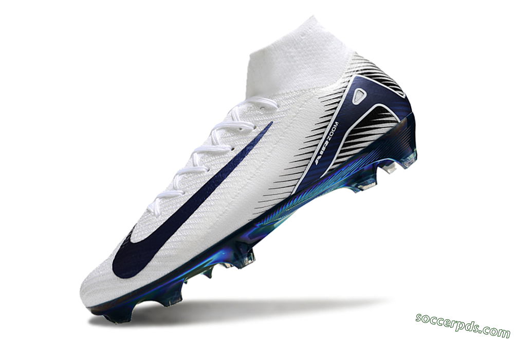 Nike Air Zoom Mercurial Superfly 10 Elite FG High-Tops Football Boots - White/Blue/Gold 5