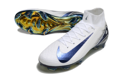 Nike Air Zoom Mercurial Superfly 10 Elite FG High-Tops Football Boots - White/Blue/Gold