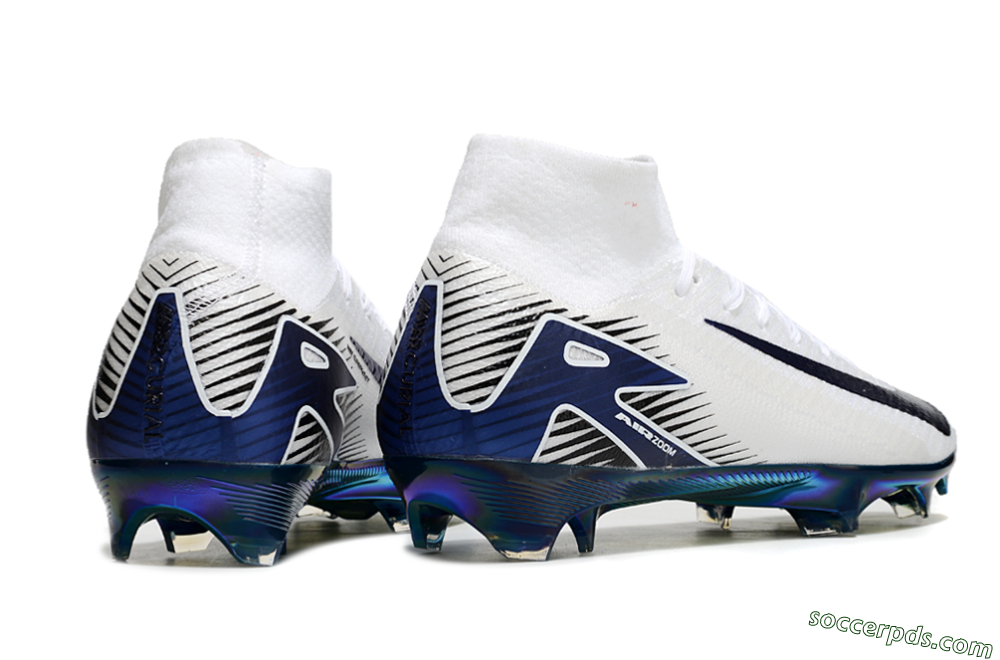 Nike Air Zoom Mercurial Superfly 10 Elite FG High-Tops Football Boots - White/Blue/Gold 6