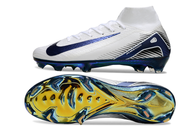 Nike Air Zoom Mercurial Superfly 10 Elite FG High-Tops Football Boots - White/Blue/Gold