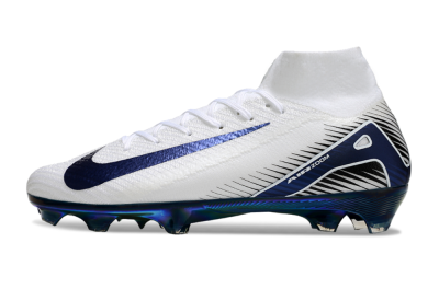 Nike Air Zoom Mercurial Superfly 10 Elite FG High-Tops Football Boots - White/Blue/Gold