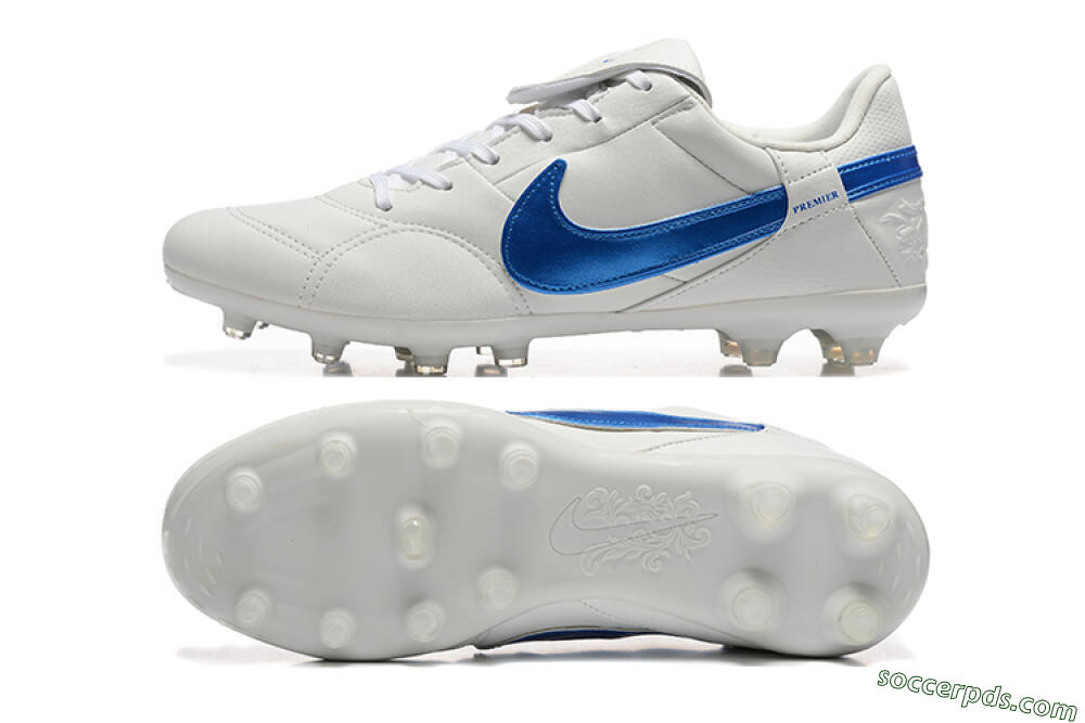 Nike The Premier 3 FG Low-Tops Football Boots - Beige/Blue/White 0