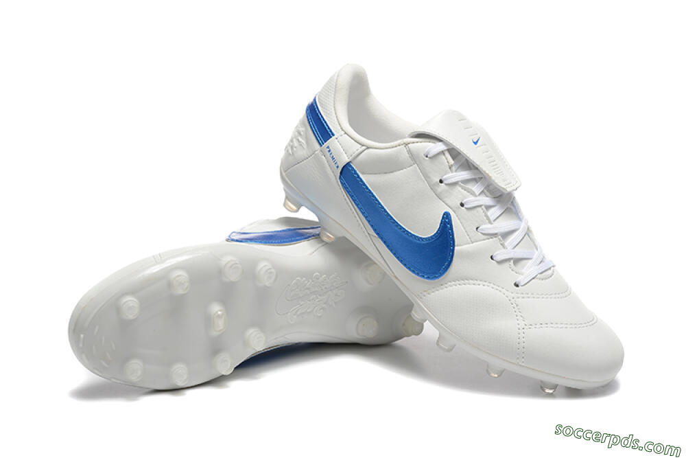 Nike The Premier 3 FG Low-Tops Football Boots - Beige/Blue/White 4