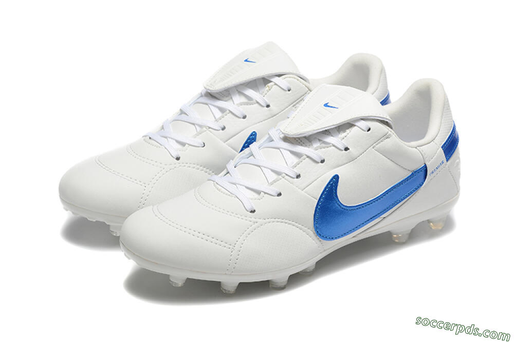 Nike The Premier 3 FG Low-Tops Football Boots - Beige/Blue/White 5