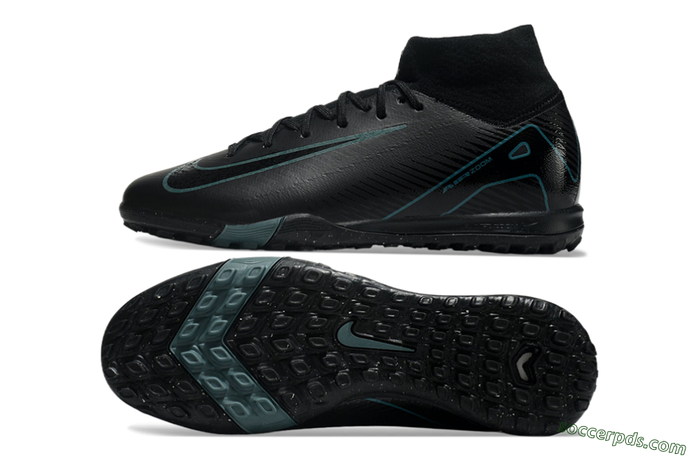 Nike Air Zoom Mercurial Superfly 10 Elite TF High-Tops Football Shoes - Black/Green/Silver 0