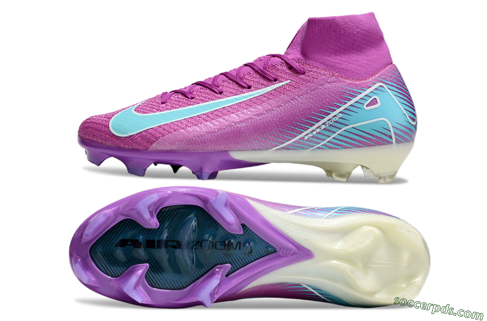 Nike Air Zoom Mercurial Superfly 10 Elite FG High-Tops Football Boots - Purple/Green 0