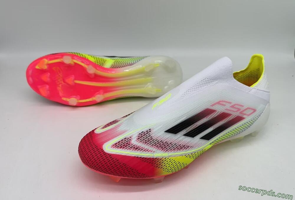 Adidas F50 Elite Laceless FG Low-Tops Football Boots - White/Red/Black