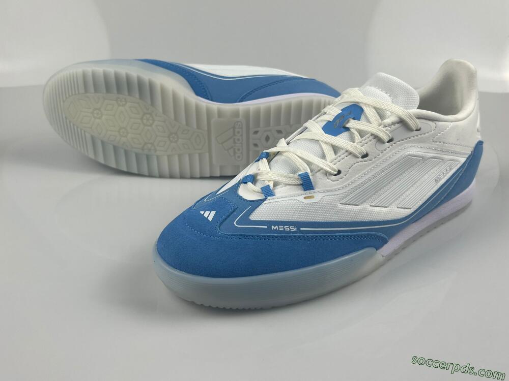 Messi Adizero F50 Freestyle IC Low-Tops Football Shoes - White/Blue/Grey