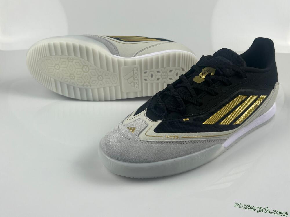 Messi Adizero F50 Freestyle IC Low-Tops Football Shoes - Grey/Black/Gold
