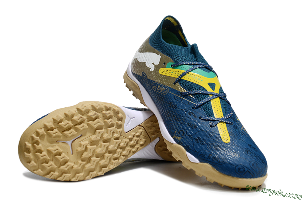 Puma x Neymar Future 7 Ultimate bna TF Low-Tops Football Shoes - Blue/Yellow/Green 3