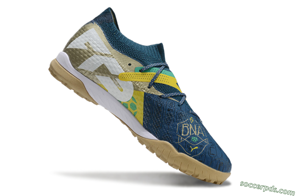 Puma x Neymar Future 7 Ultimate bna TF Low-Tops Football Shoes - Blue/Yellow/Green 4