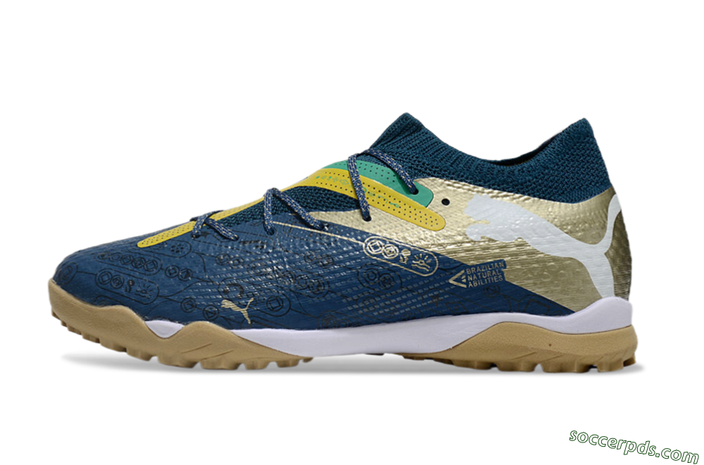Puma x Neymar Future 7 Ultimate bna TF Low-Tops Football Shoes - Blue/Yellow/Green 2