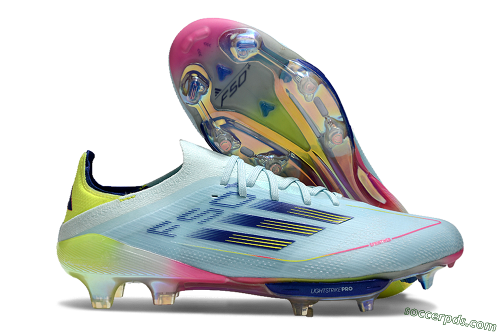 Adidas F50+ Lightstrike Elite FG Low-Tops Football Boots - Blue/Yellow/Pink 1