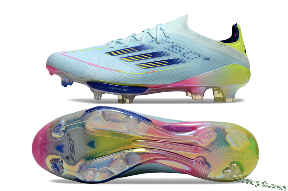 Adidas F50+ Lightstrike Elite FG Low-Tops Football Boots - Blue/Yellow/Pink 0