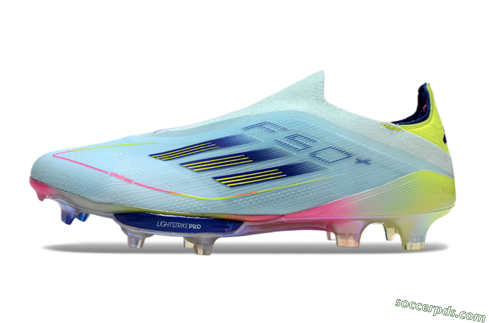 Adidas F50+ Lightstrike Elite Laceless FG Low-Tops Football Boots - Blue/Yellow/Pink 2