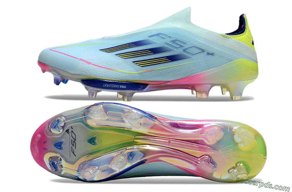 Adidas F50+ Lightstrike Elite Laceless FG Low-Tops Football Boots - Blue/Yellow/Pink 0