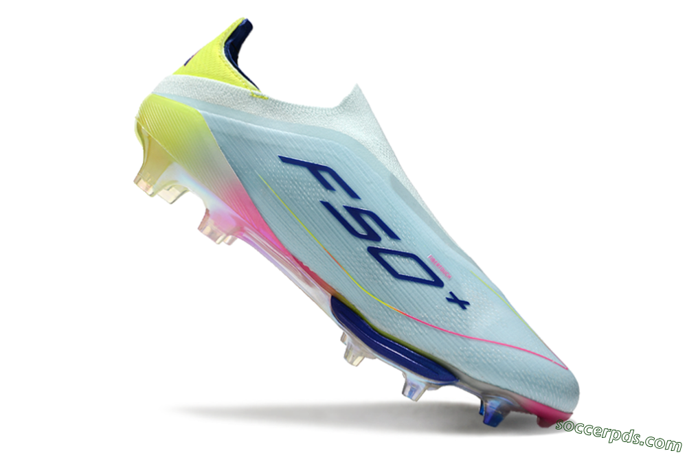 Adidas F50+ Lightstrike Elite Laceless FG Low-Tops Football Boots - Blue/Yellow/Pink 4