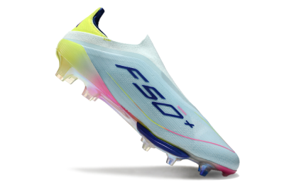 Adidas F50+ Lightstrike Elite Laceless FG Low-Tops Football Boots - Blue/Yellow/Pink