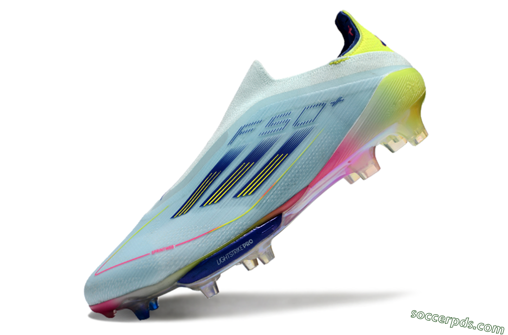 Adidas F50+ Lightstrike Elite Laceless FG Low-Tops Football Boots - Blue/Yellow/Pink 5