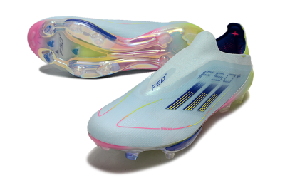 Adidas F50+ Lightstrike Elite Laceless FG Low-Tops Football Boots - Blue/Yellow/Pink