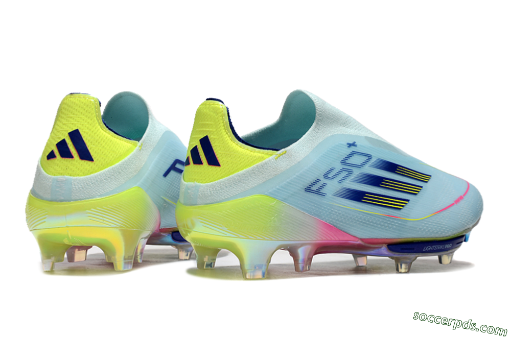 Adidas F50+ Lightstrike Elite Laceless FG Low-Tops Football Boots - Blue/Yellow/Pink 6