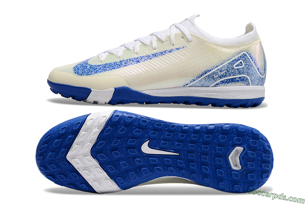 Nike Air Zoom Mercurial Vapor 16 Elite TF Low-Tops Football Shoes - White/Blue/Jade 0