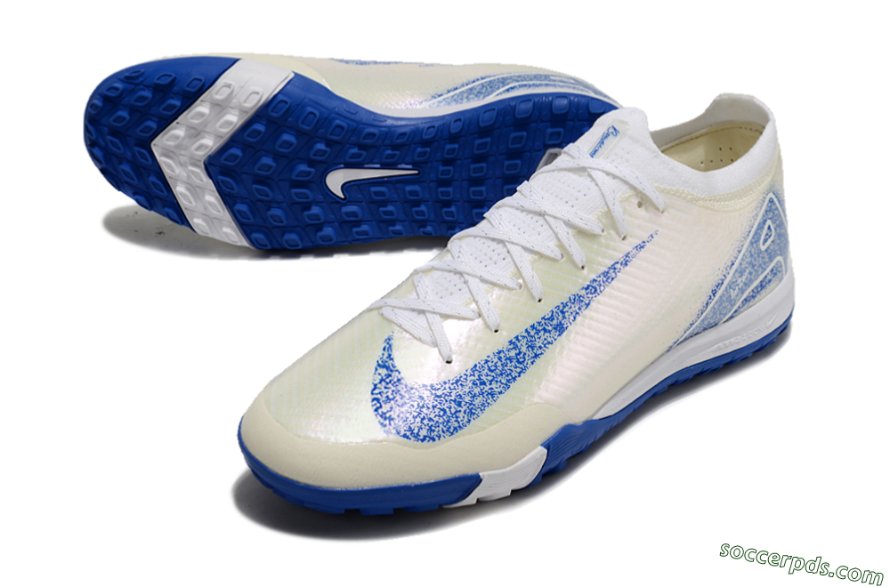 Nike Air Zoom Mercurial Vapor 16 Elite TF Low-Tops Football Shoes - White/Blue/Jade 3