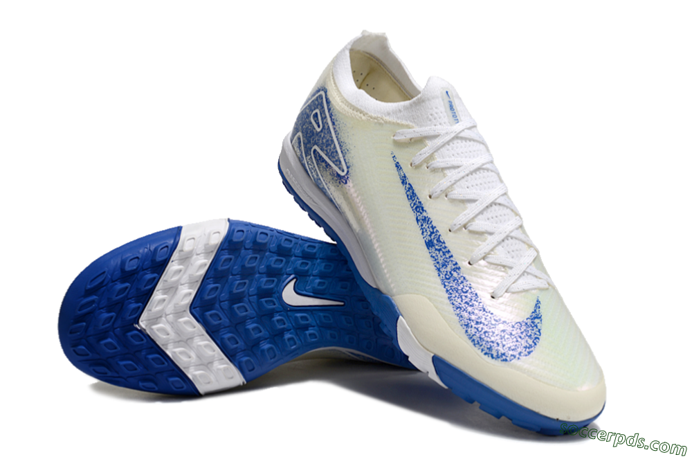 Nike Air Zoom Mercurial Vapor 16 Elite TF Low-Tops Football Shoes - White/Blue/Jade 4