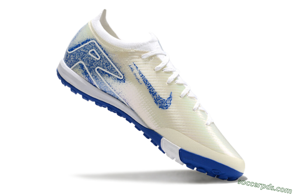 Nike Air Zoom Mercurial Vapor 16 Elite TF Low-Tops Football Shoes - White/Blue/Jade 5