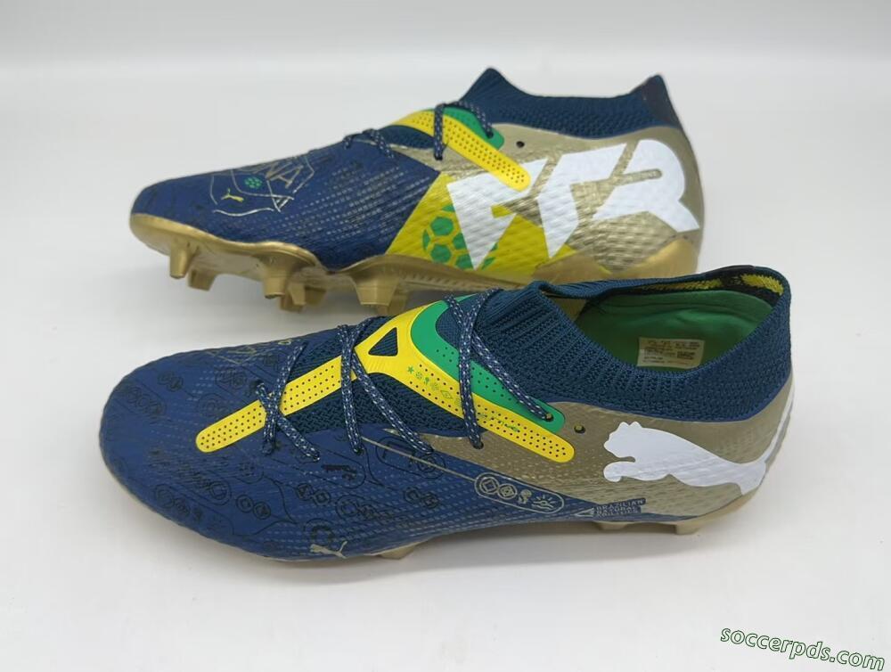Puma x Neymar Future 7 Ultimate bna FG Low-Tops Football Boots - Blue/Yellow/Green