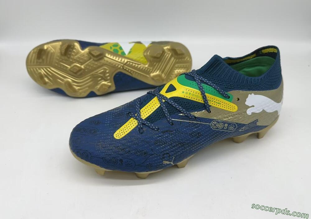 Puma x Neymar Future 7 Ultimate bna FG Low-Tops Football Boots - Blue/Yellow/Green