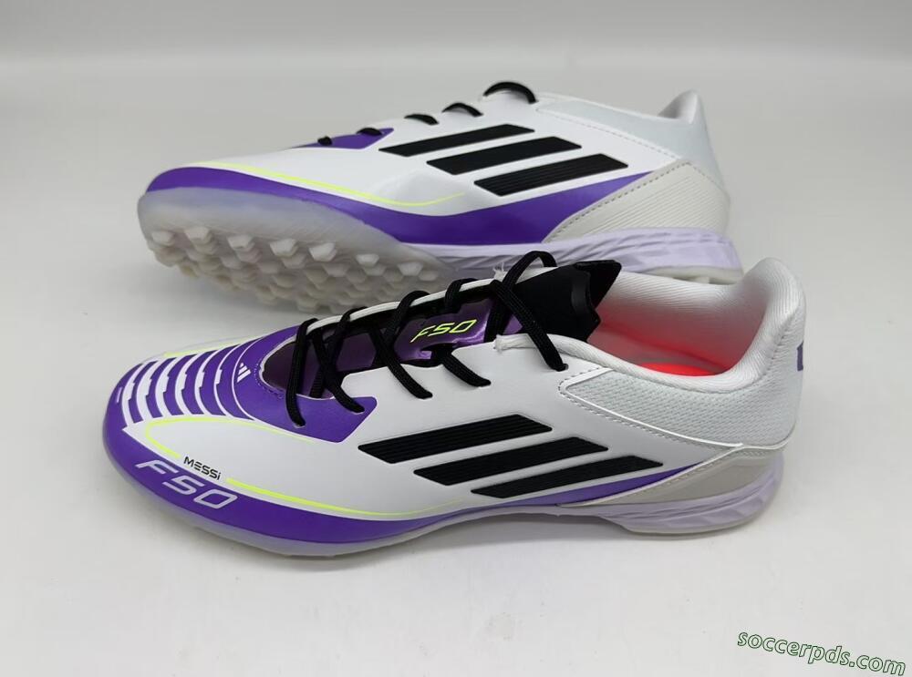 Adidas x Messi F50 Pro TF Low-Tops Football Shoes - White/Purple/Black