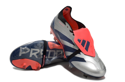 Adidas Predator Elite Foldover Tongue FG Low-Tops Football Boots - Silver/Blue/Red