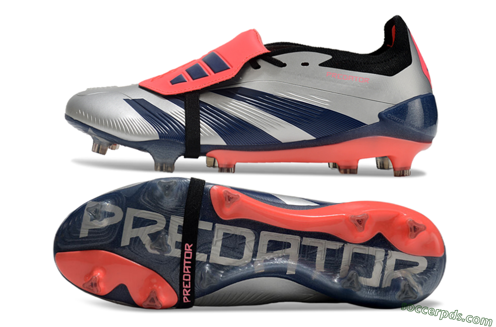 Adidas Predator Elite Foldover Tongue FG Low-Tops Football Boots - Silver/Blue/Red 0