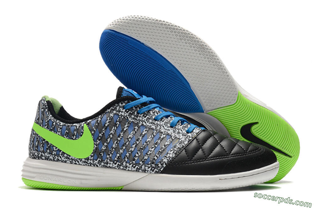 Nike Lunar Gato 2 IC Low-Tops Football Shoes - Black/Blue/Yellow 1