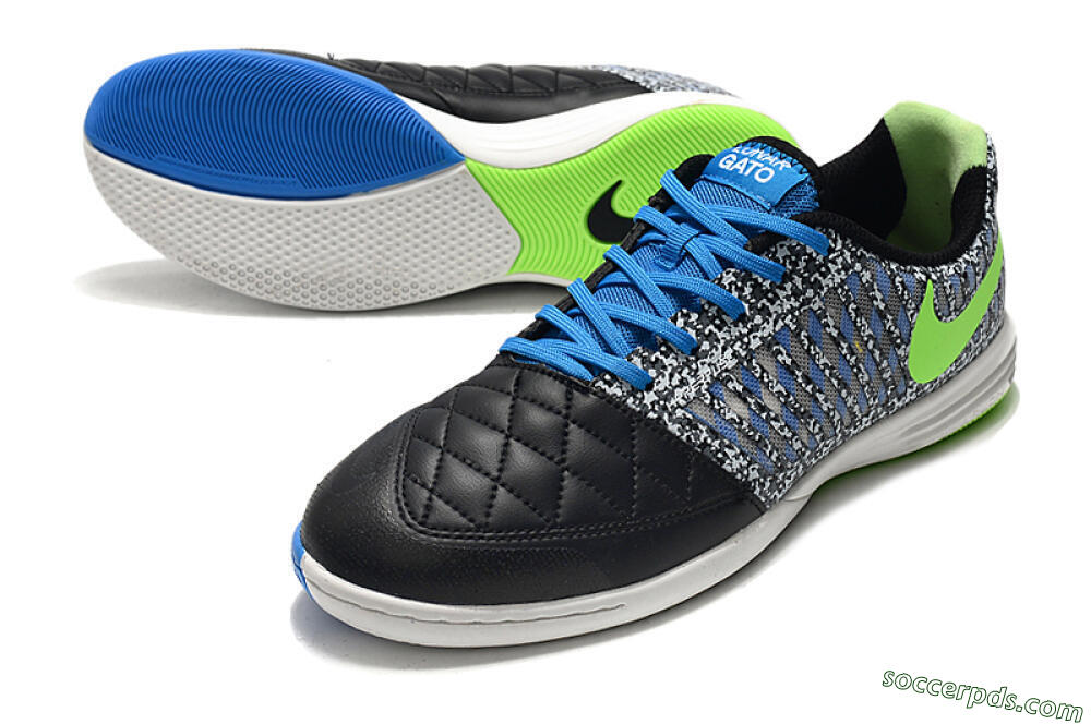 Nike Lunar Gato 2 IC Low-Tops Football Shoes - Black/Blue/Yellow 3