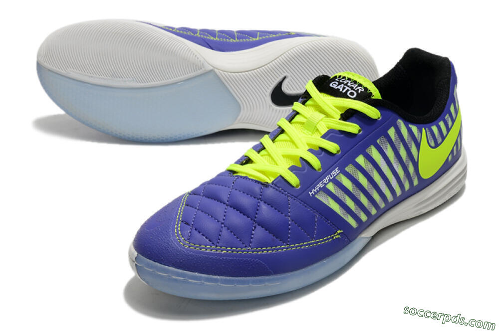Nike Lunar Gato 2 IC Low-Tops Football Shoes - Blue/Yellow/White 3