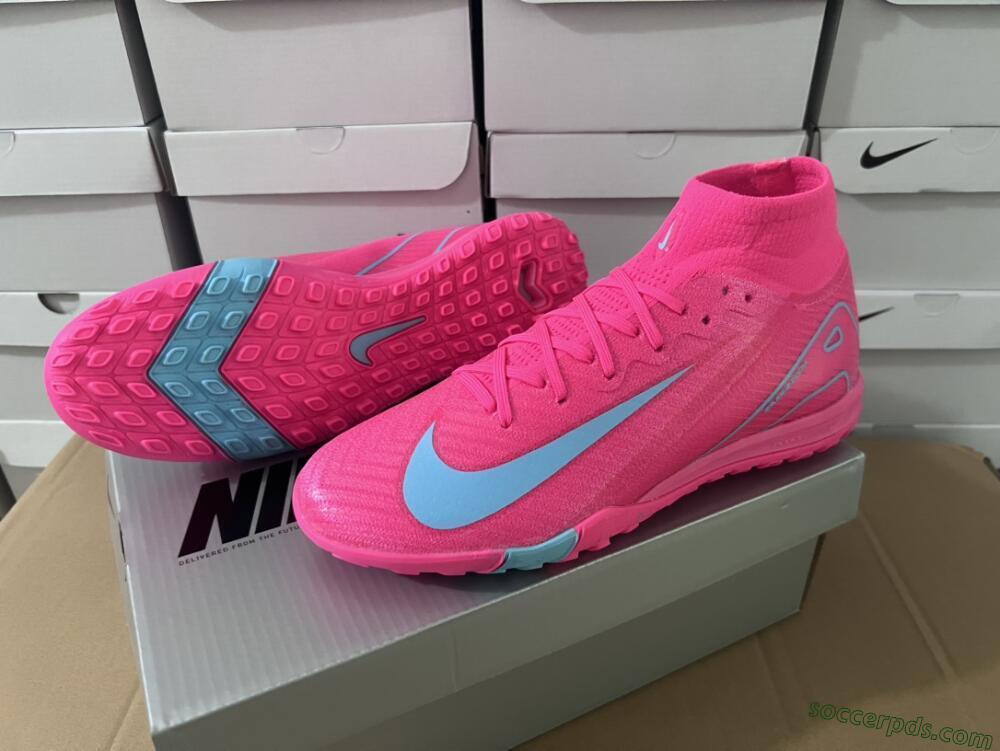Nike Air Zoom Mercurial Superfly 10 Elite TF High-Tops Football Shoes - Pink/Red/Jade