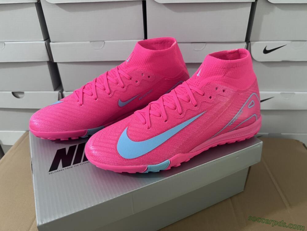 Nike Air Zoom Mercurial Superfly 10 Elite TF High-Tops Football Shoes - Pink/Red/Jade
