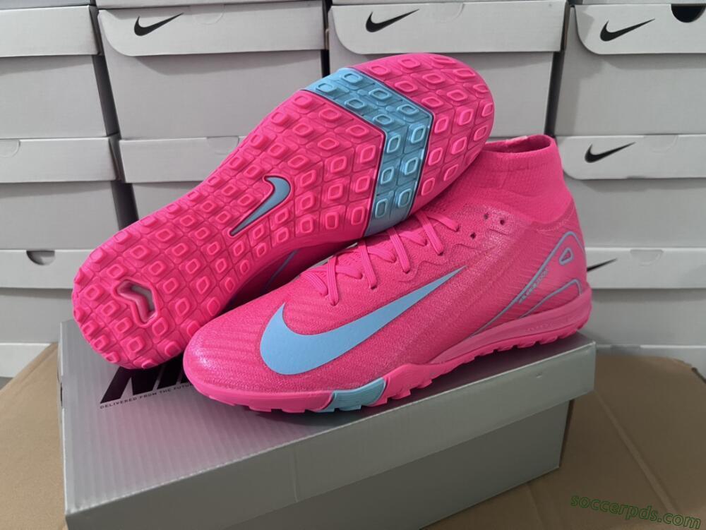 Nike Air Zoom Mercurial Superfly 10 Elite TF High-Tops Football Shoes - Pink/Red/Jade
