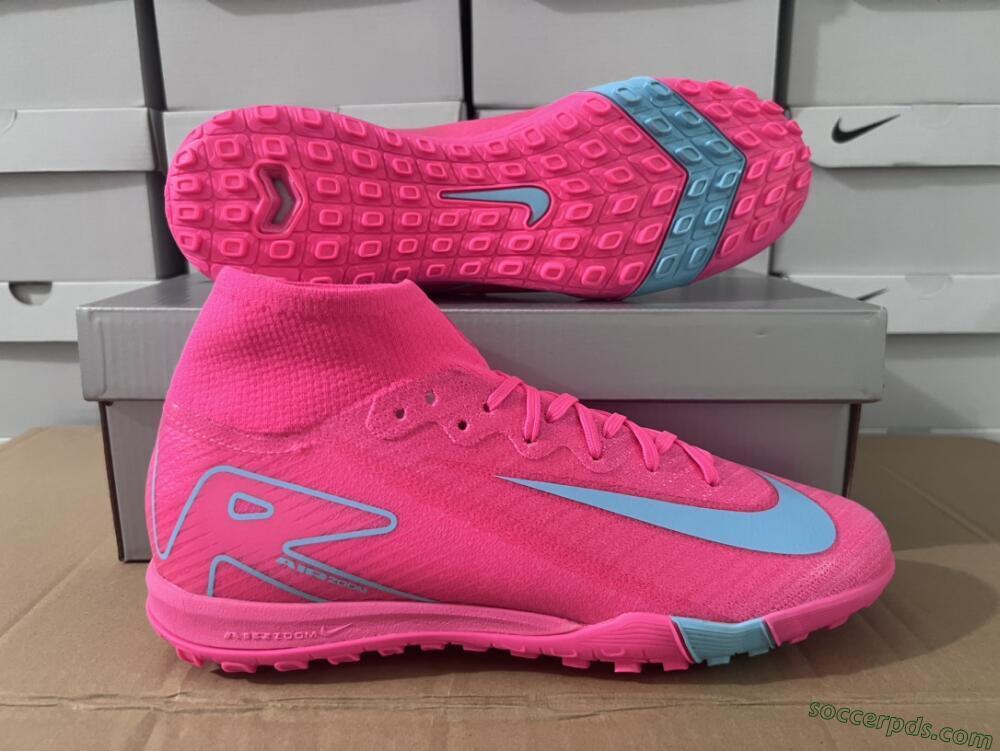 Nike Air Zoom Mercurial Superfly 10 Elite TF High-Tops Football Shoes - Pink/Red/Jade