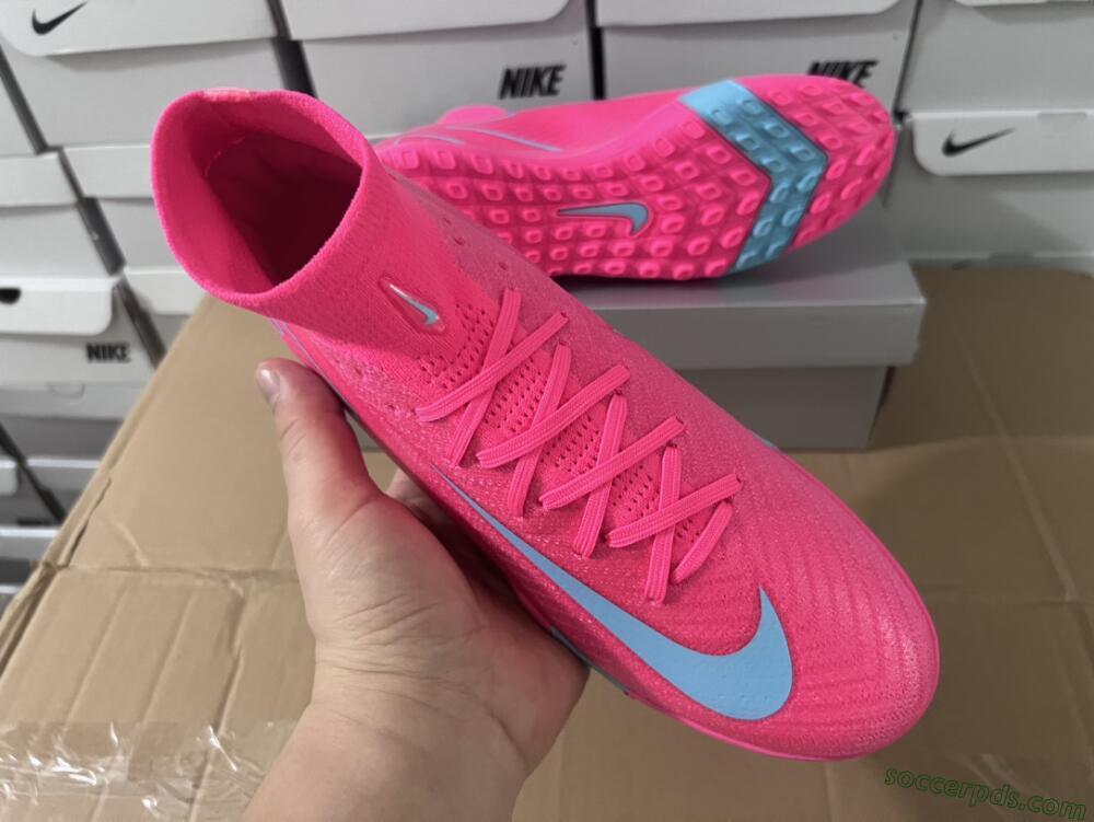 Nike Air Zoom Mercurial Superfly 10 Elite TF High-Tops Football Shoes - Pink/Red/Jade