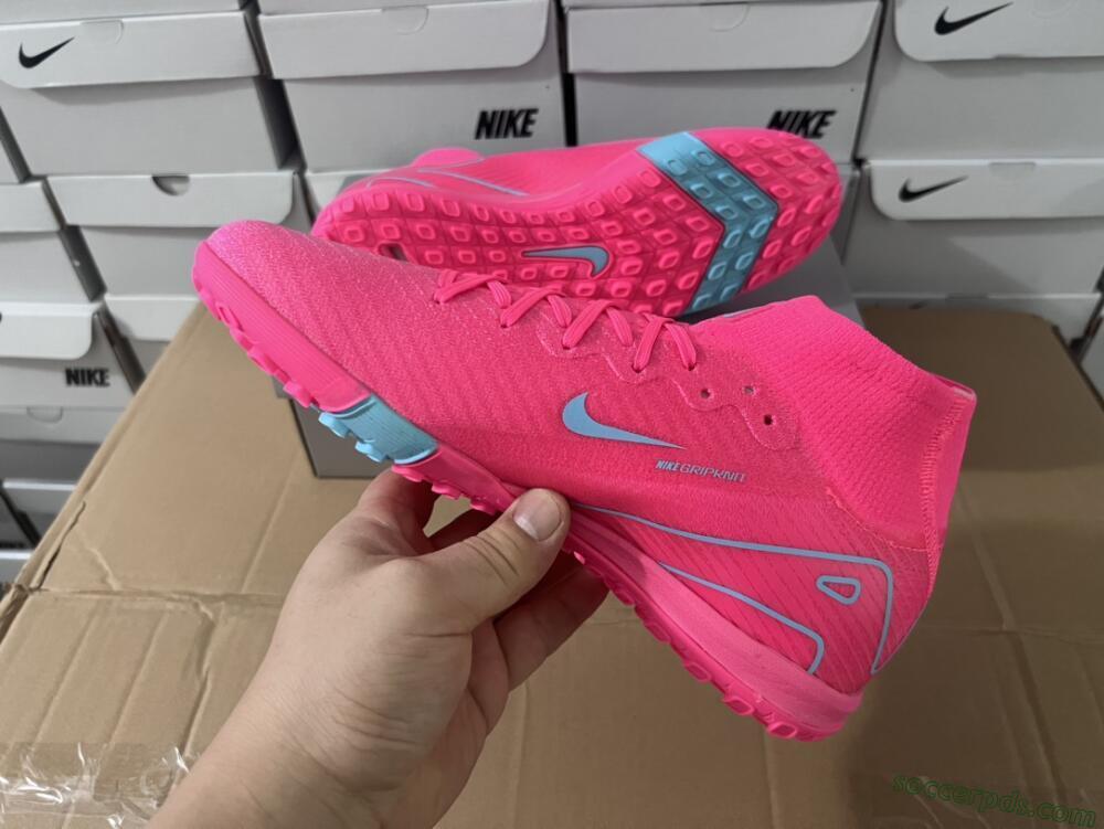 Nike Air Zoom Mercurial Superfly 10 Elite TF High-Tops Football Shoes - Pink/Red/Jade